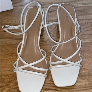 White strappy heels